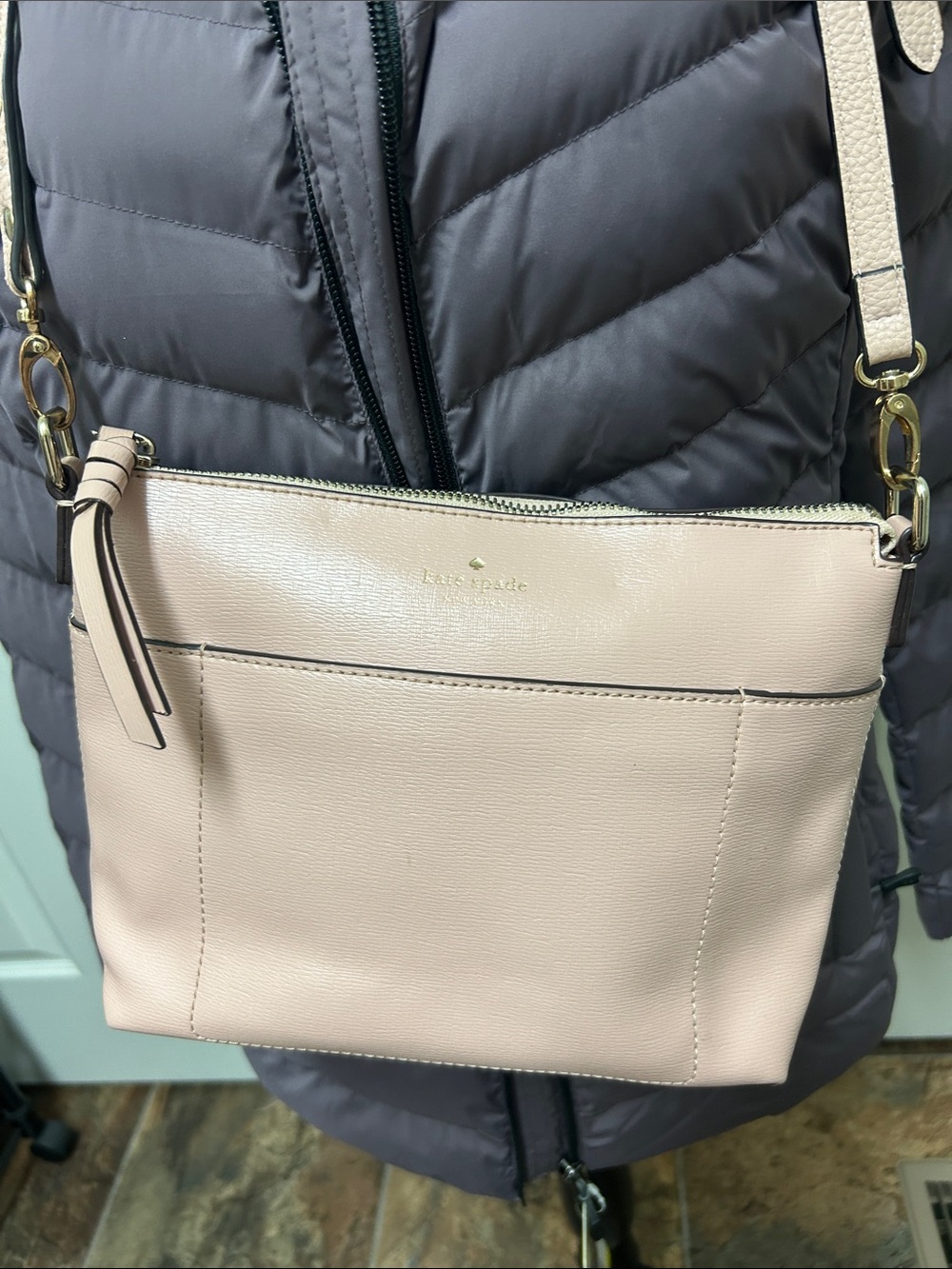 kate spade Pale Pink Leather Crossbody Bag with Gold-Tone Hardware